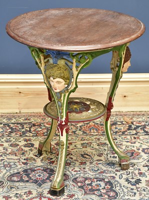 Lot 1520 - A cast iron Britannia pub table, height 70cm,...