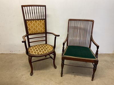 Lot 518 - Two Edwardian inlaid mahogany chairs