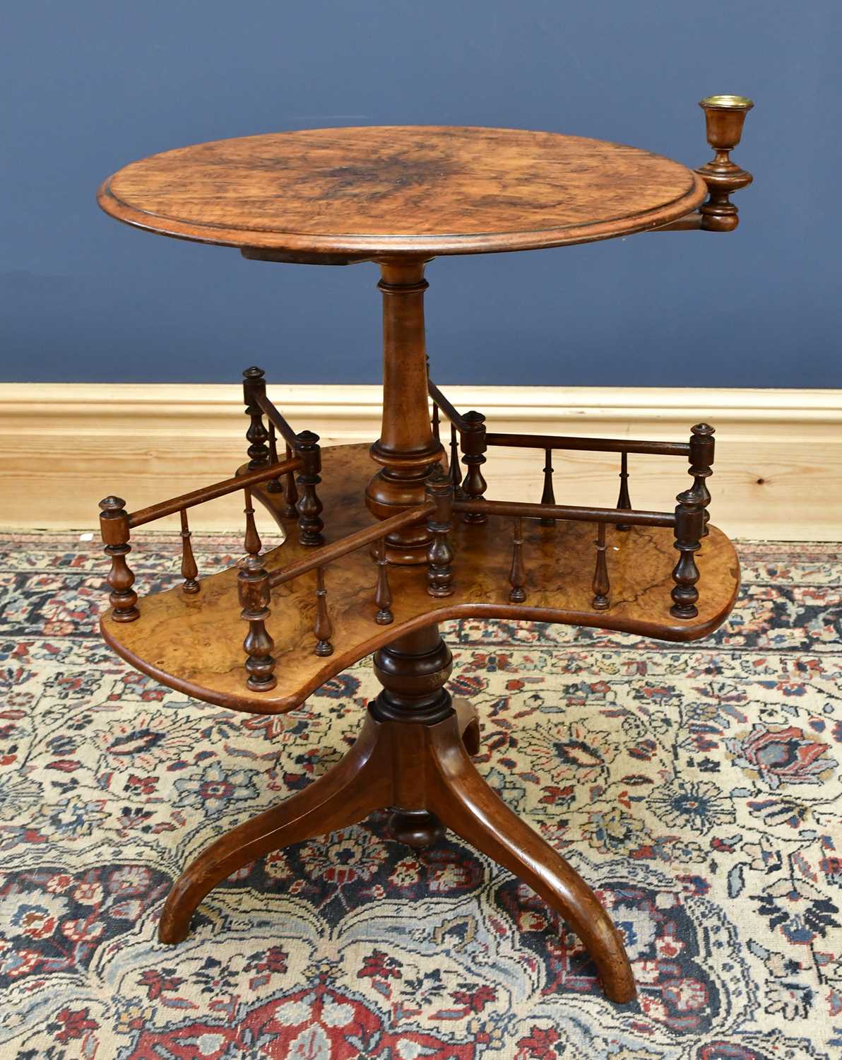 Lot 1552 - A Victorian burr walnut reading table with