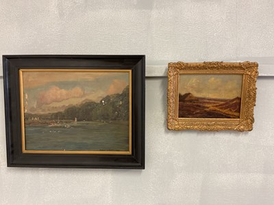 Lot 147 - Two oils on canvas, a gilt framed landscape...