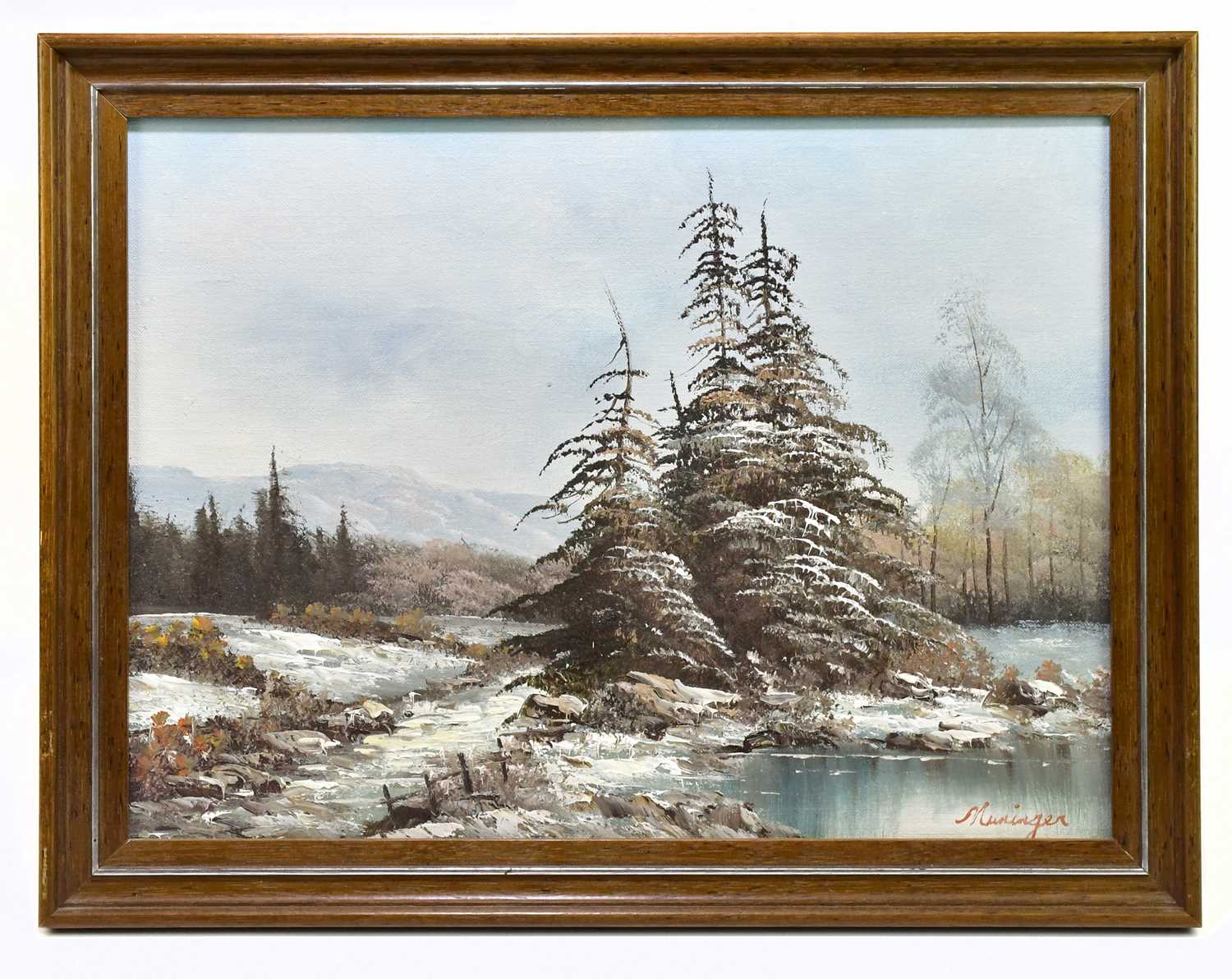 Lot 740 - LUDWIG MUNINGER; oil on canvas, trees in