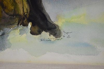 Lot 1362 - ALBIN TROWSKI (1919-2012); ink and watercolour, stylised tree with witches