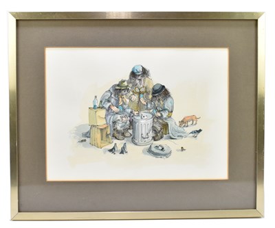 Lot 1362 - ALBIN TROWSKI (1919-2012); ink and watercolour, stylised tree with witches