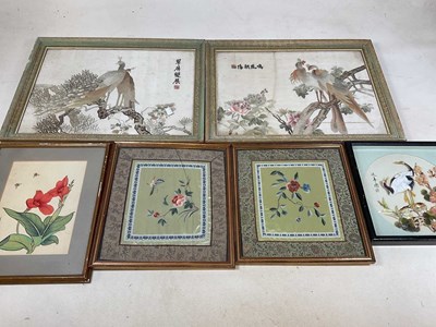 Lot 123 - A pair of silk needlework Chinese pictures, 43...