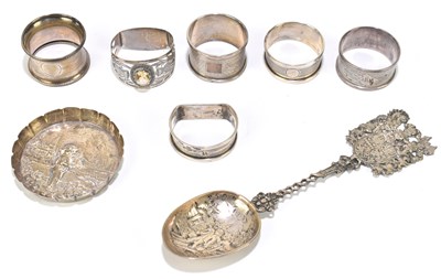 Lot 1090 - Six various hallmarked silver napkin rings