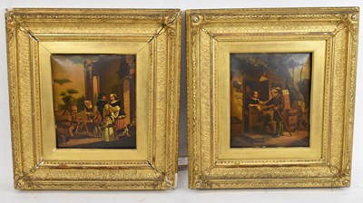 Lot 127 - A pair of 19th century Dutch oils on tin in...