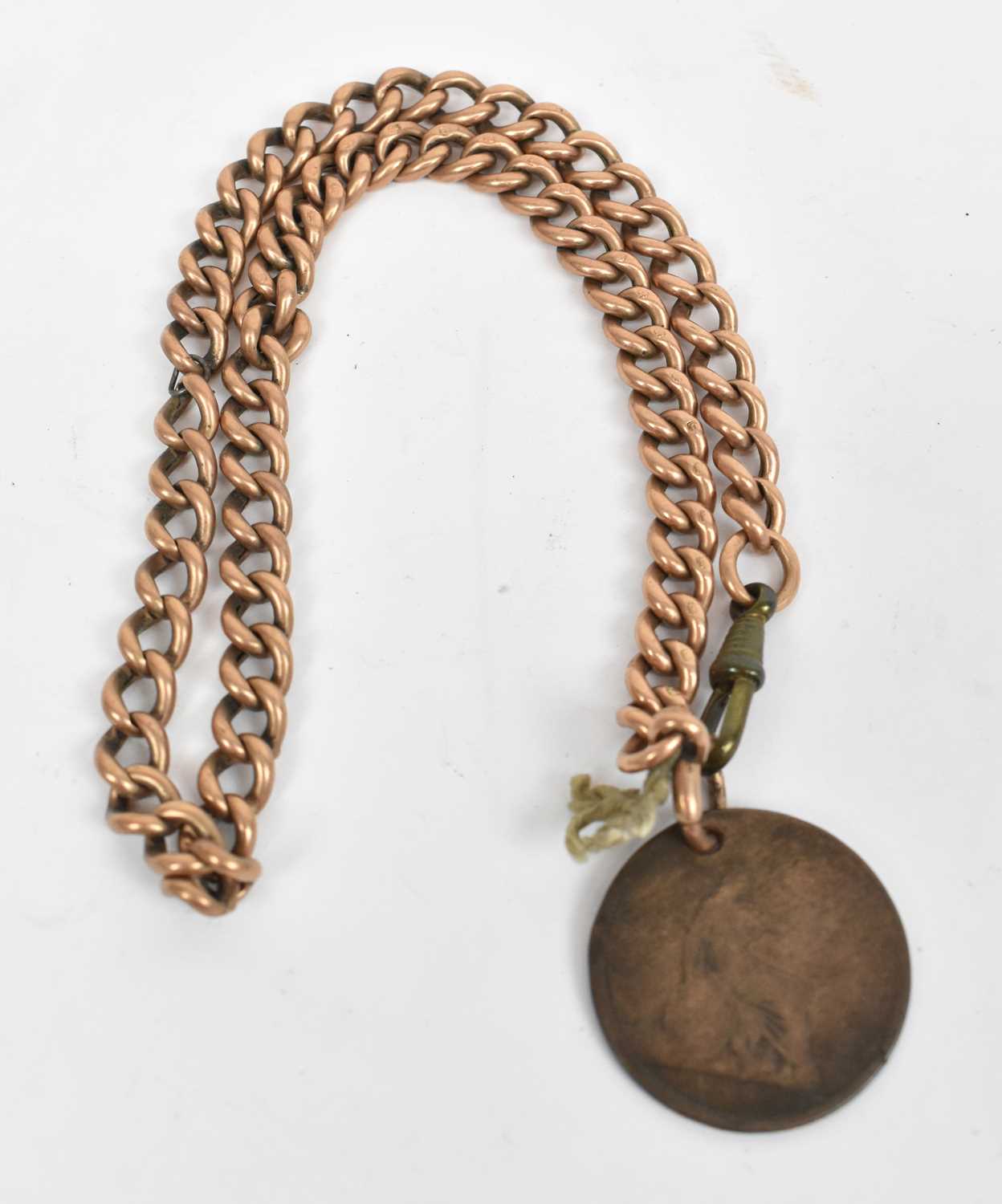 Lot 614 - A 9ct rose gold watch chain, approx 15g, with...