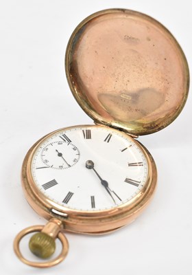 Lot 677 - A 9ct rose gold hunter cased pocket watch with...