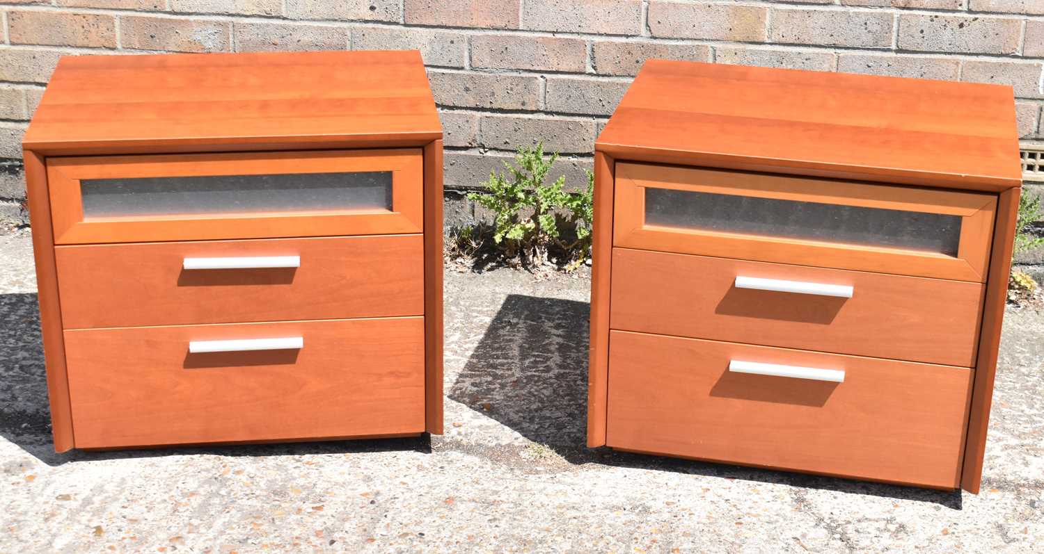 Lot 64 - A pair of modern three drawer bedside cabinets,...