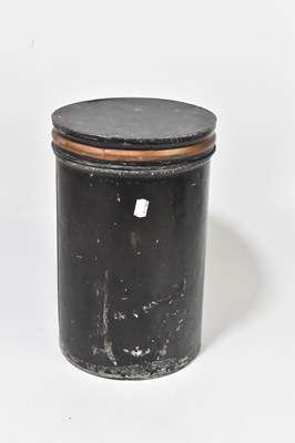 Lot 60 - A circa 1900 Chinese tin cylindrical tea canister