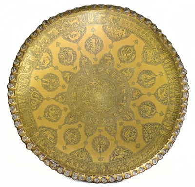 Lot 300 - A large 19th century Benares type tray