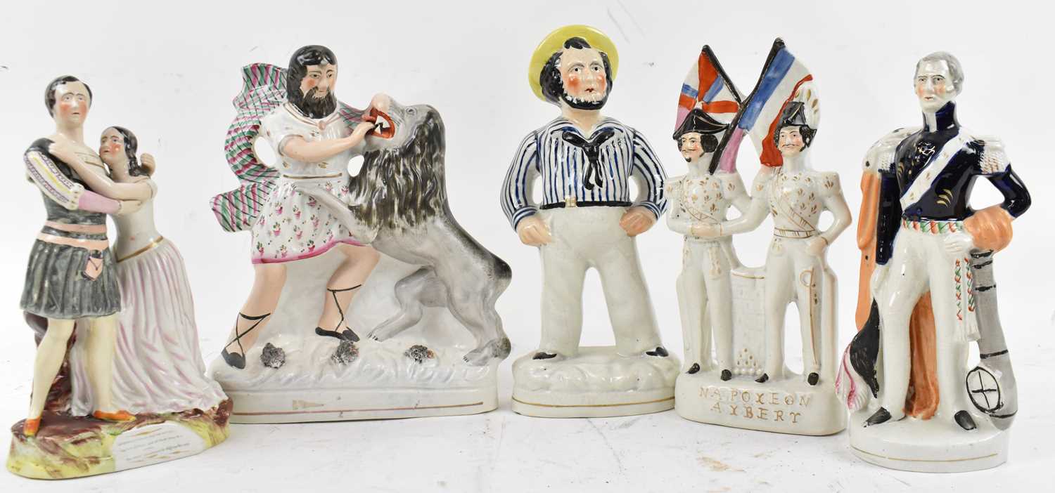 Lot 496 - A group of five Staffordshire figures...