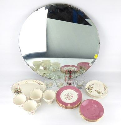 Lot 113 - A circular scalloped bevel edged wall mirror