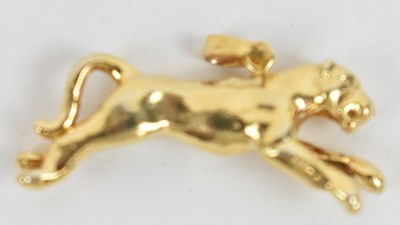 Lot 646 - A 9ct yellow gold pendant modelled as a jaguar,...