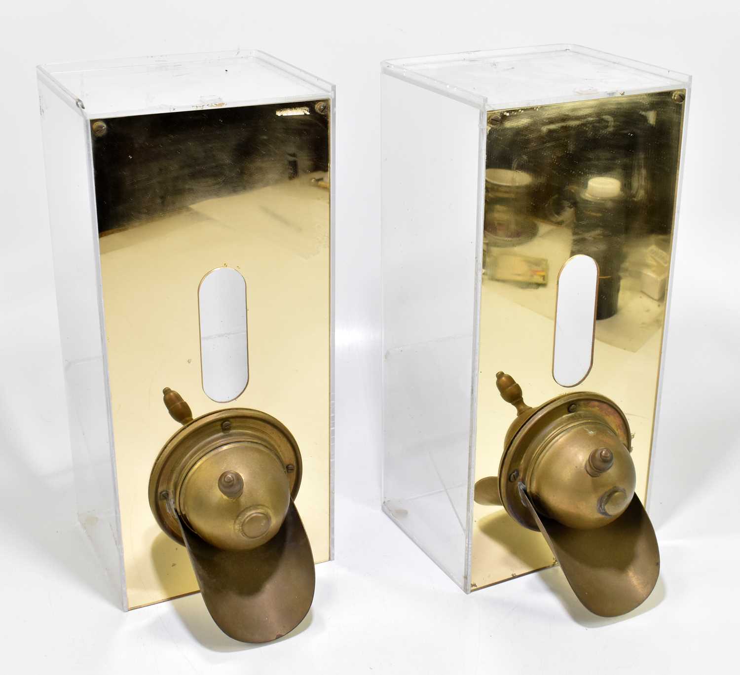 Lot 105 A pair of vintage perspex and brass coffee