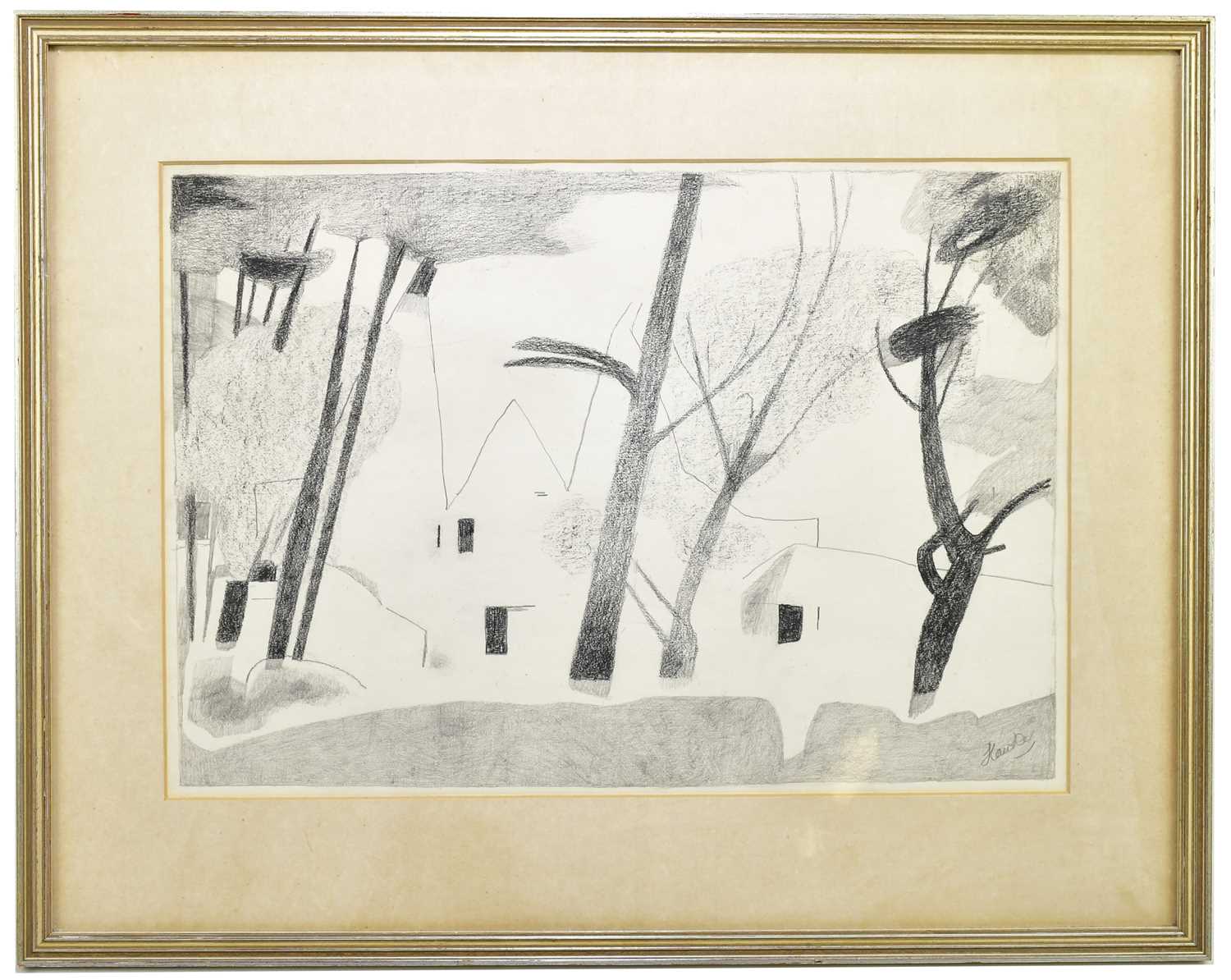 Lot 1607 - MARJORIE HAWKE; pencil sketch, 'Sussex Farm',...