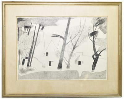 Lot 1607 - MARJORIE HAWKE; pencil sketch, 'Sussex Farm',...