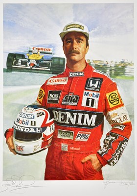 Lot 20 - Nine unframed racing prints to include a Nigel...