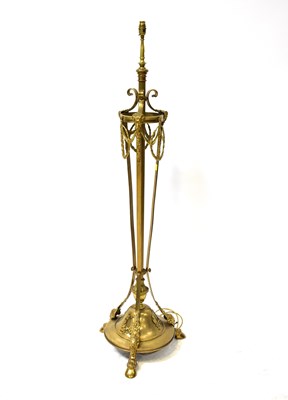 Lot 105 - An Edwardian brass standard lamp of...