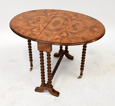 Lot 53 - A small Victorian burr walnut gateleg table...