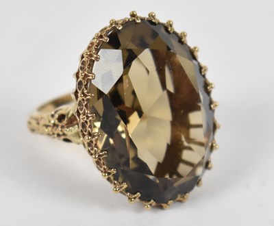 Lot 645 - A 9ct yellow gold dress ring, size K, approx 11g.