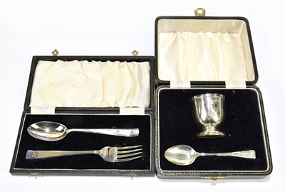Lot 2542 - A George VI cased hallmarked silver eggcup and...