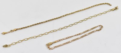 Lot 630 - Three 9ct yellow gold bracelets (af), approx 5....