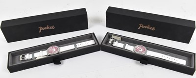 Lot 680 - POCKET: two lady's wristwatches set with...
