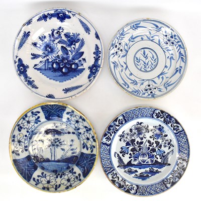 Lot 261 - Two 18th century Delft ware tin glaze plates...
