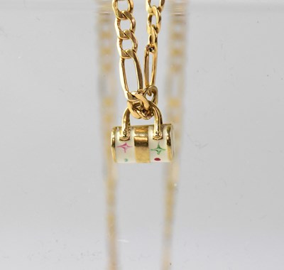 Lot 1155 - A 9ct yellow gold flat link chain necklace...