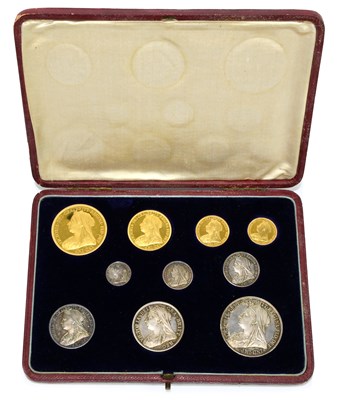 Lot 1893 - A rare cased 1893 specimen coin set, complete...