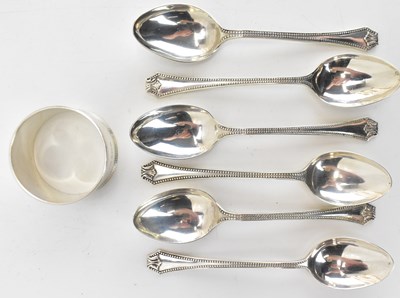 Lot 755 - Six hallmarked silver teaspoons with beaded...