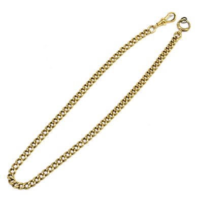 Lot 1307 - An 18ct yellow gold Albert chain with twin...
