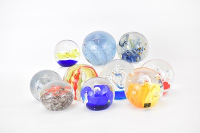 Lot 315 - Ten modern glass paperweights to include Royal...