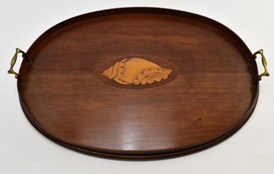 Lot 144 - A large Edwardian oval tray with central...