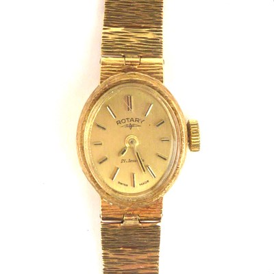 Lot 1313 - ROTARY; a ladies' vintage 9ct gold wristwatch,...