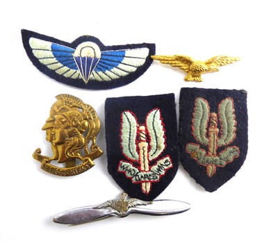 Lot 352 - A padded embroidered SAS Qualification Jump wings