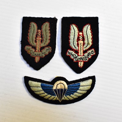 Lot 352 - A padded embroidered SAS Qualification Jump wings