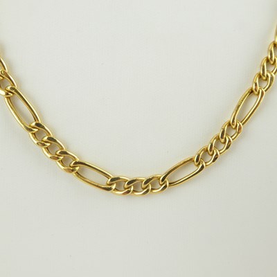 Lot 1142 - A 9ct bright gold figaro link necklace with...
