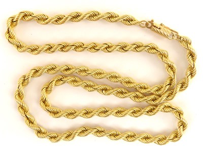 Lot 1148 - A 9ct gold rope twist necklace with box safety...