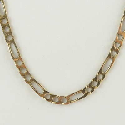 Lot 1143 - A 9ct gold figaro curb link necklace with...