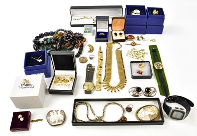 Lot 393 - A quantity of costume jewellery, including...