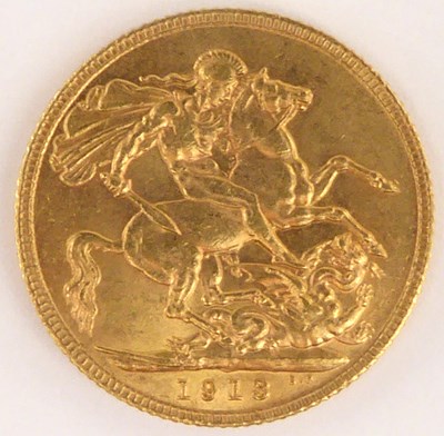 Lot 795 - A George V full sovereign 1913, George and...