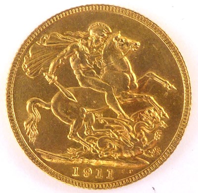 Lot 792 - A George V full sovereign 1911, George and...