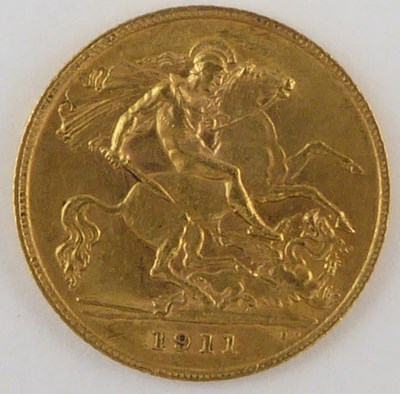 Lot 799 - A George V half sovereign 1911, George and...