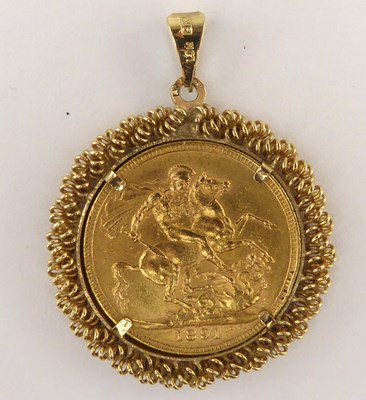 Lot 1088 - A Victorian full sovereign 1891, Jubilee head,...
