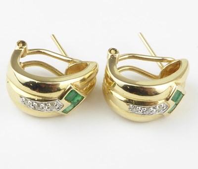 Lot 1171 - A pair of modern 14ct gold half hoop earrings...