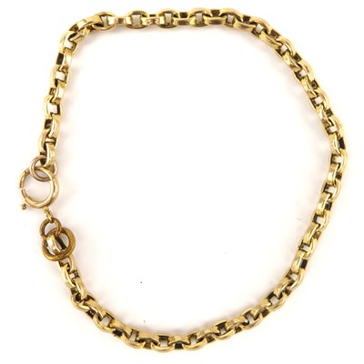 Lot 1031 - A 9ct gold belcher link bracelet with ring...