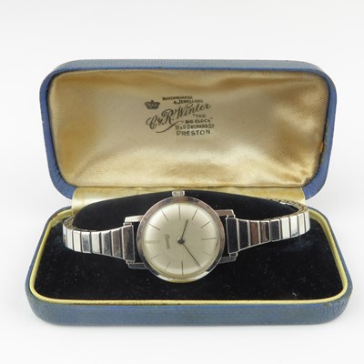 Lot 1295 - EBERHARD; a ladies' vintage stainless steel...