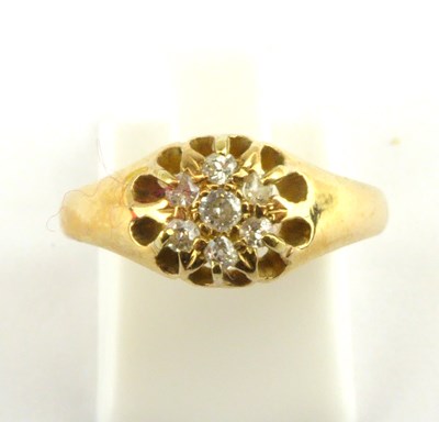 Lot 891 - An 18ct gold diamond ring, the table with a...